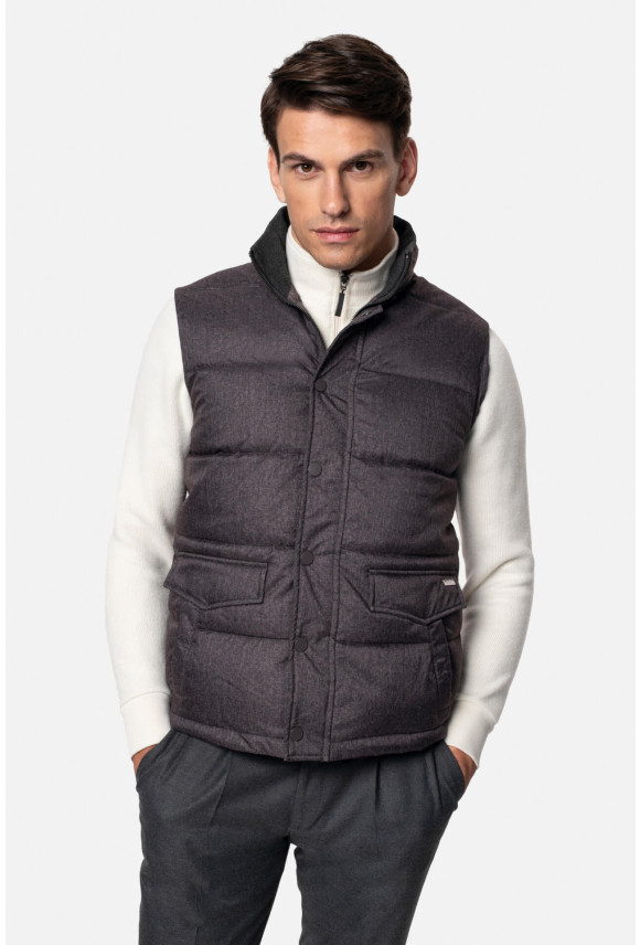 KAMIZELKA CASERTA SLIM FIT BRĄZOWA JEDNORZĘDOWA
