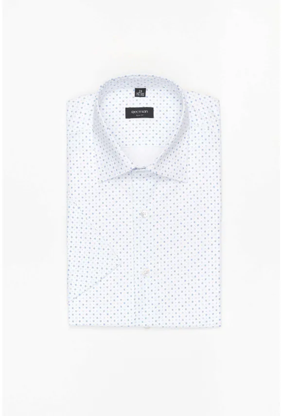 KOSZULA COLINE 3249E KRÓTKI RĘKAW SLIM FIT BIAŁA Z BAWEŁNĄ