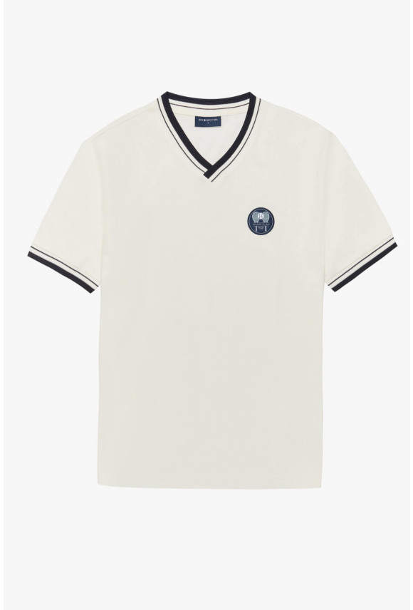T SHIRT TENNIS CLUB 015 ECRU Z BAWEŁNY TYPU PIKA T SHIRT TENNIS CLUB 015 ECRU Z BAWEŁNY TYPU PIKA