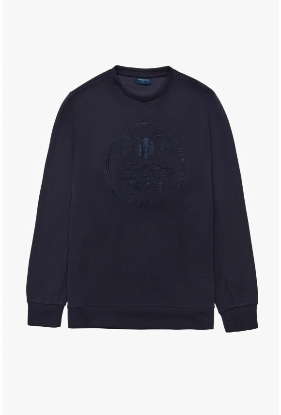 BLUZA TENNIS CLUB 006 Z OKRĄGŁYM DEKOLTEM GRANATOWA Z MODALEM BLUZA TENNIS CLUB 006 Z OKRĄGŁYM DEKOLTEM GRANATOWA Z MODALEM