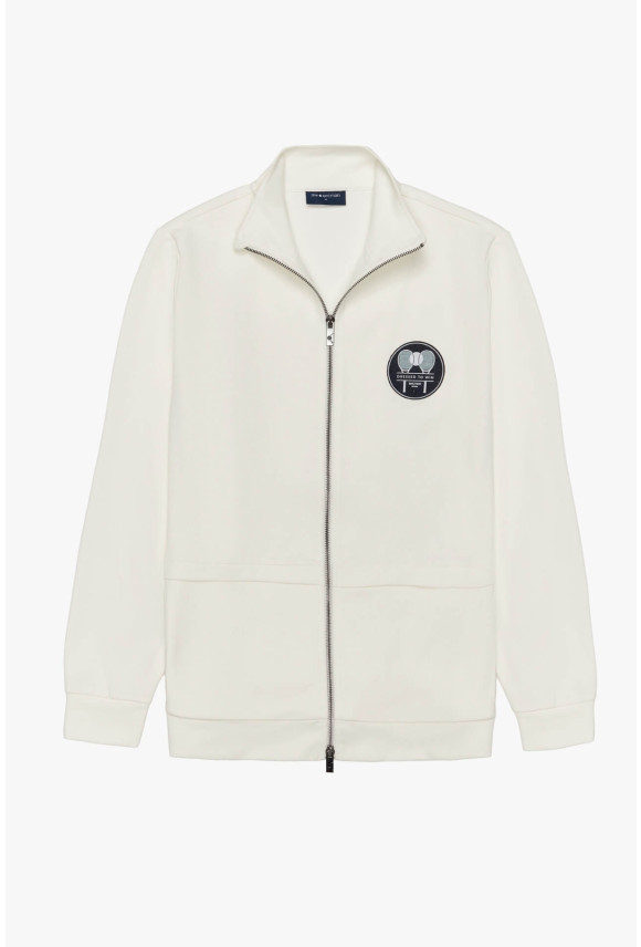BLUZA TENNIS CLUB 007 ROZPINANY ECRU Z MODALEM BLUZA TENNIS CLUB 007 ROZPINANY ECRU Z MODALEM