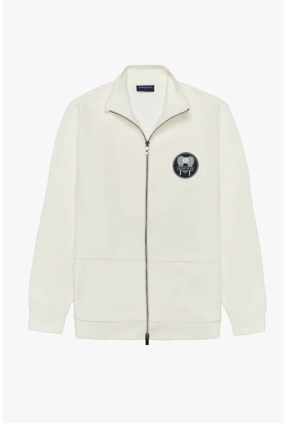 BLUZA TENNIS CLUB 007 ROZPINANY ECRU Z MODALEM