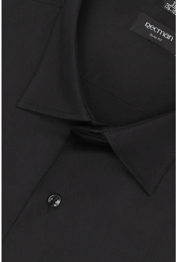 KOSZULA VERSONE 3292E DŁUGI RĘKAW SLIM FIT CZARNA Z BAWEŁNY