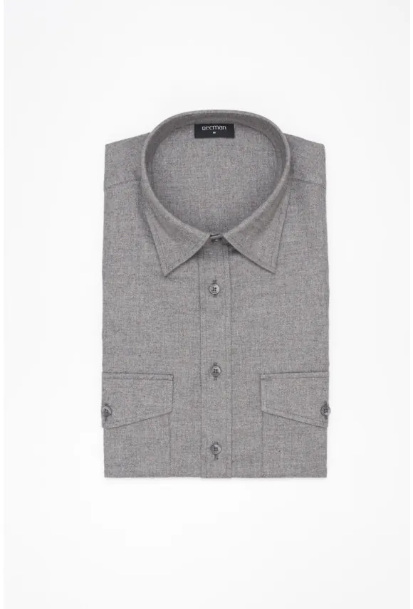 KOSZULA FORMENTO 3254D DŁUGI RĘKAW SLIM FIT SZARA Z BAWEŁNY