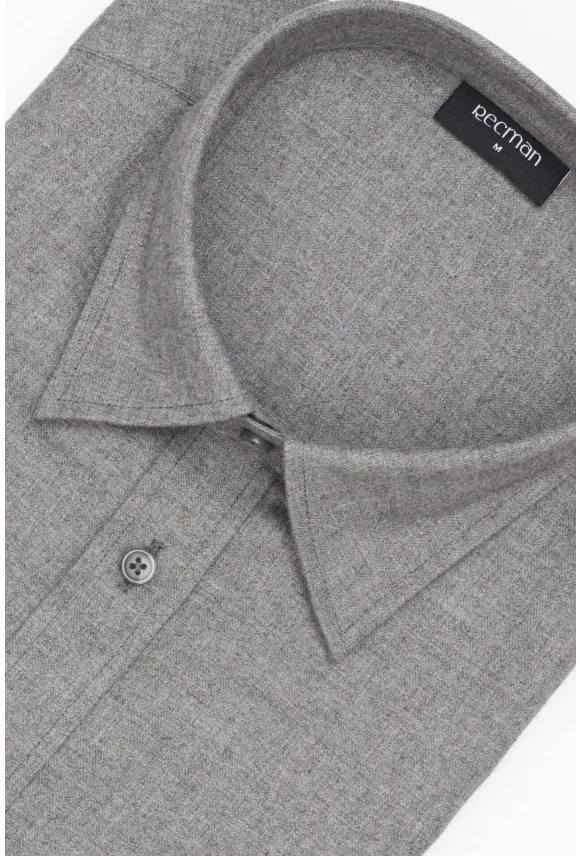 KOSZULA FORMENTO 3254D DŁUGI RĘKAW SLIM FIT SZARA Z BAWEŁNY