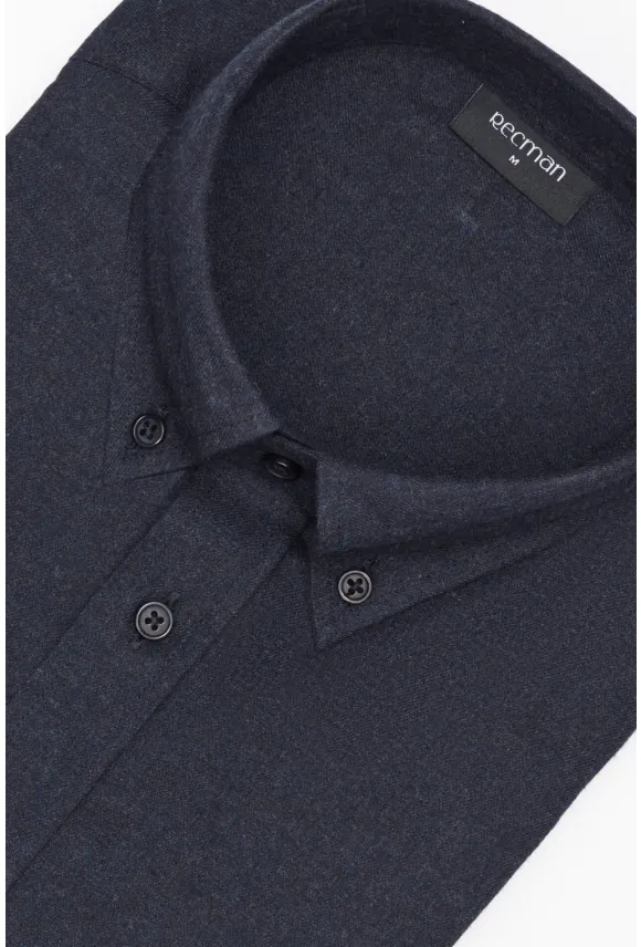 KOSZULA FORMENTO 3256D DŁUGI RĘKAW SLIM FIT GRANATOWA Z BAWEŁNY