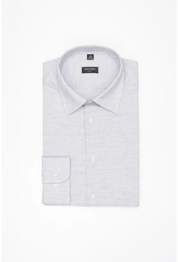 KOSZULA VERSONE 3255D DŁUGI RĘKAW SLIM FIT SZARA Z BAWEŁNY