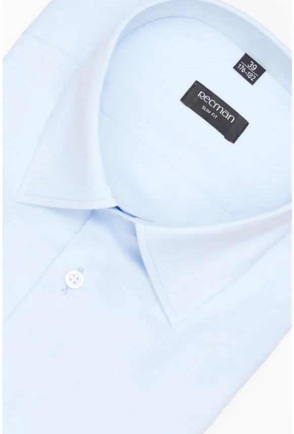 KOSZULA CORSINI 3261D DŁUGI RĘKAW SLIM FIT BŁĘKITNA Z BAWEŁNY