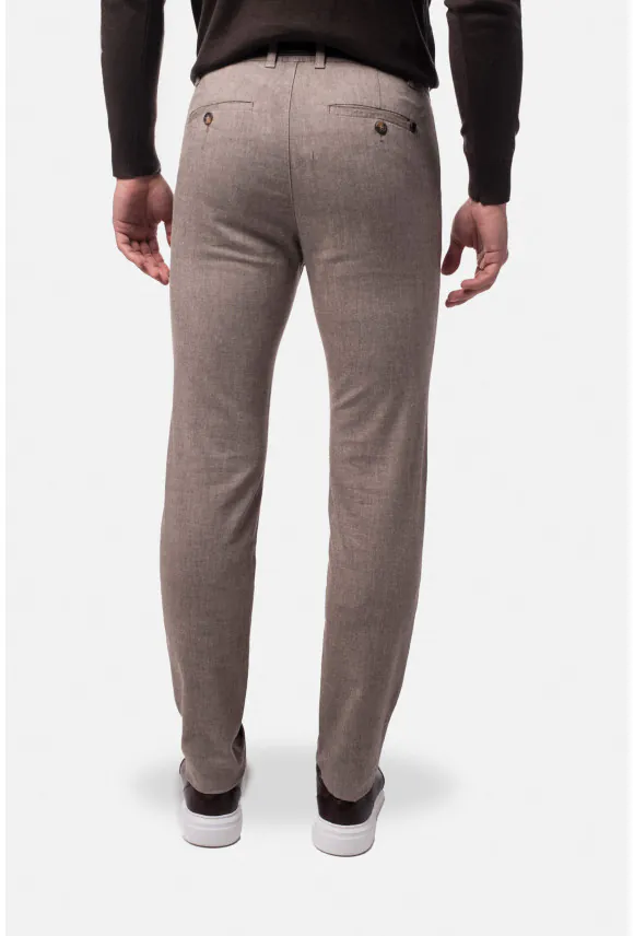 SPODNIE CASUAL SERBIE 234 BRĄZOWE 0001 Z BAWEŁNĄ