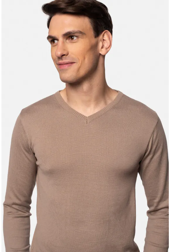 SWETER VARLIN Z DEKOLTEM TYPU SEREK BEŻOWY 0001