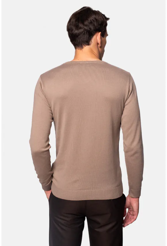 SWETER VARLIN Z DEKOLTEM TYPU SEREK BEŻOWY 0001