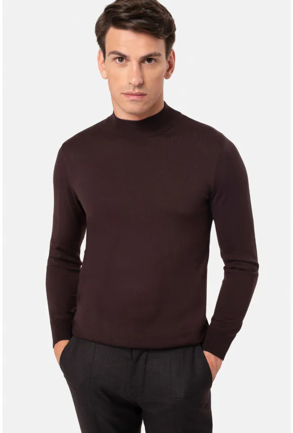 SWETER GIUNTI PÓŁGOLF BRĄZOWY 0001