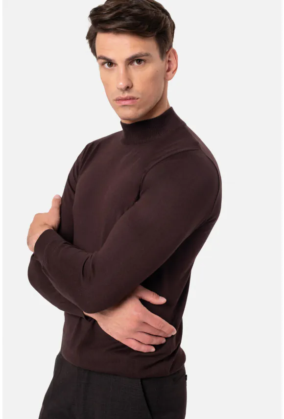 SWETER GIUNTI PÓŁGOLF BRĄZOWY 0001