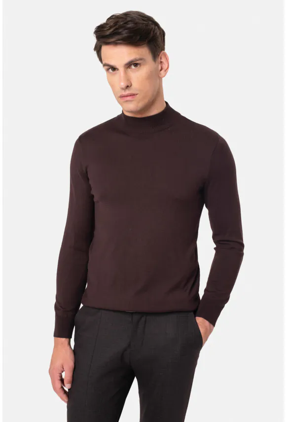 SWETER GIUNTI PÓŁGOLF BRĄZOWY 0001