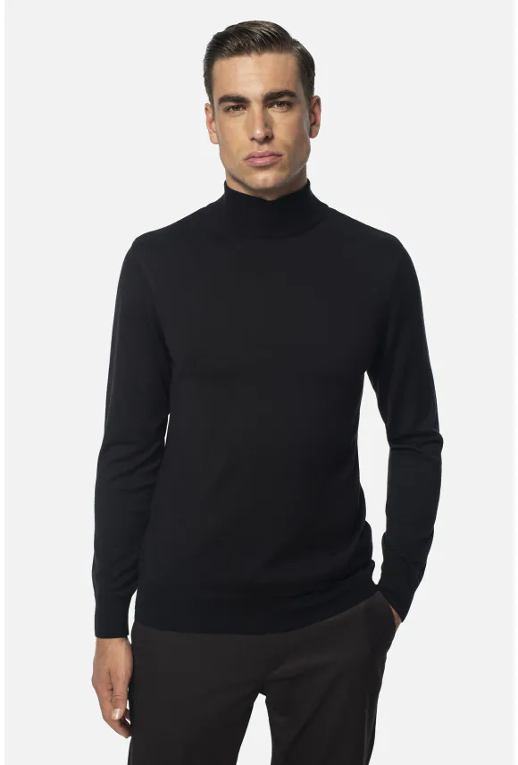 SWETER GIUNTI PÓŁGOLF CZARNY Z WISKOZY