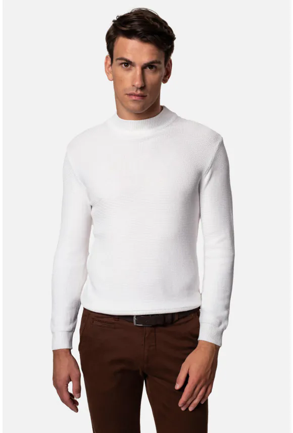 SWETER EVRON PÓŁGOLF ECRU