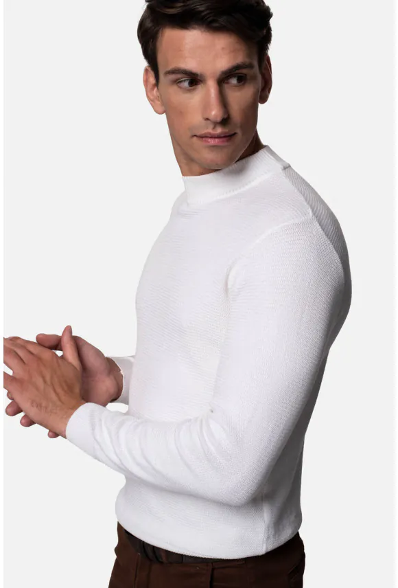 SWETER EVRON PÓŁGOLF ECRU