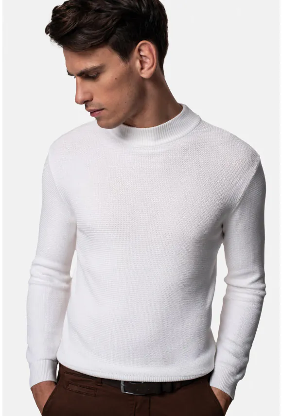 SWETER EVRON PÓŁGOLF ECRU