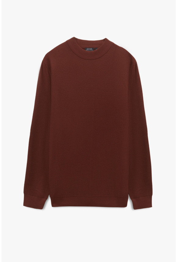 SWETER EVRON PÓŁGOLF BRĄZOWY
