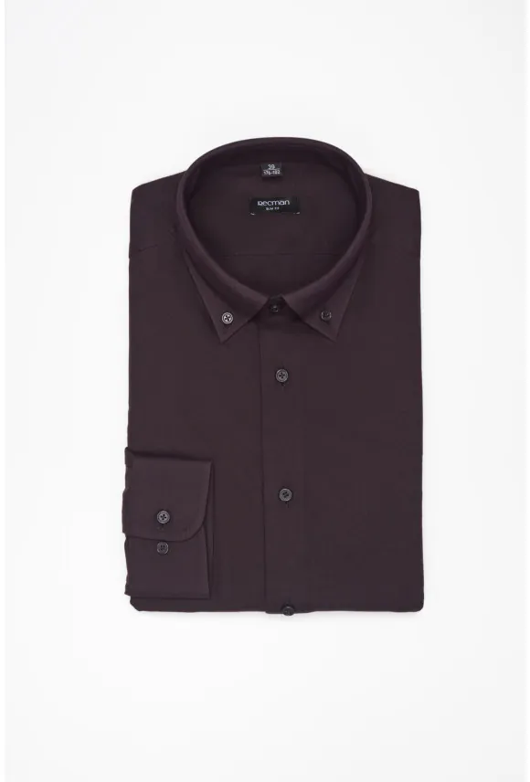 KOSZULA FORMENTO 3258D DŁUGI RĘKAW SLIM FIT FIOLETOWA Z WISKOZĄ