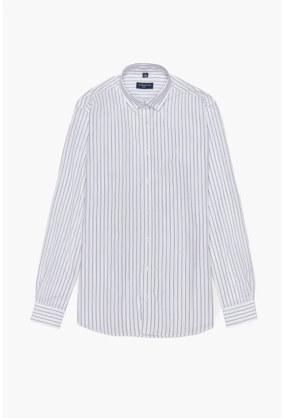 KOSZULA TENNIS CLUB 018 DŁUGI RĘKAW SLIM FIT BIAŁA Z BAWEŁNY