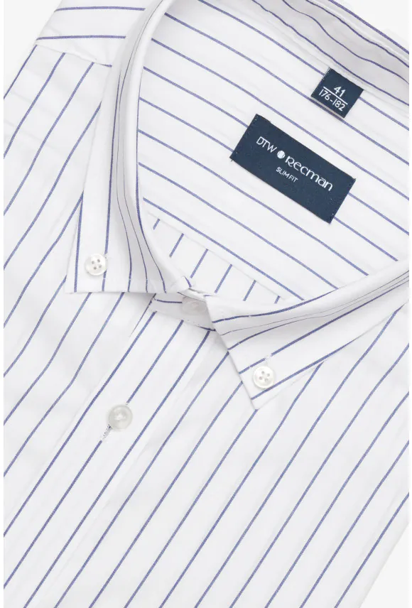 KOSZULA TENNIS CLUB 018 DŁUGI RĘKAW SLIM FIT BIAŁA Z BAWEŁNY