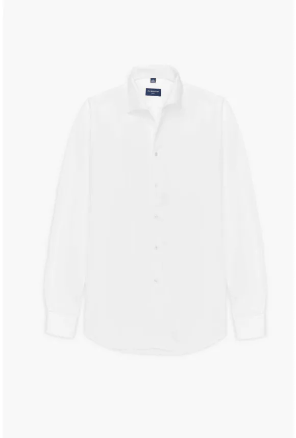 KOSZULA TENNIS CLUB 019 DŁUGI RĘKAW SLIM FIT BIAŁA Z BAWEŁNY