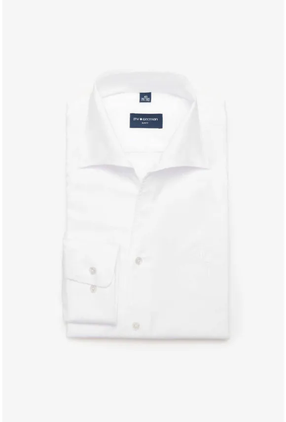 KOSZULA TENNIS CLUB 019 DŁUGI RĘKAW SLIM FIT BIAŁA Z BAWEŁNY