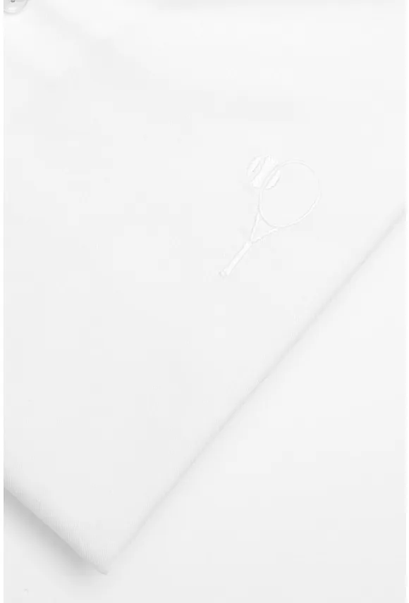 KOSZULA TENNIS CLUB 019 DŁUGI RĘKAW SLIM FIT BIAŁA Z BAWEŁNY