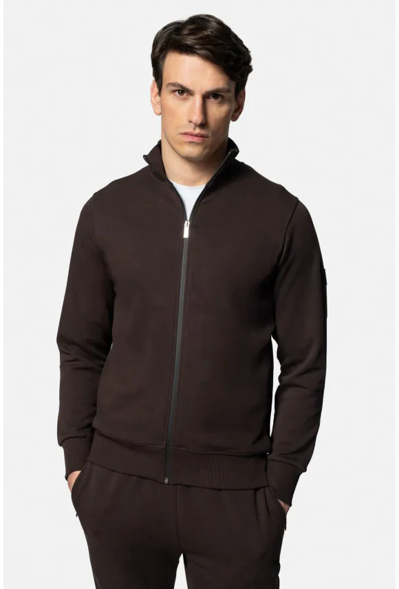 BLUZA DUATO ROZPINANY BRĄZOWA Z BAWEŁNY