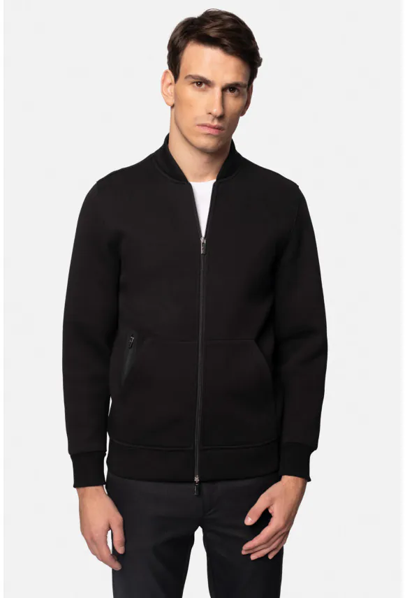 BLUZA DEVESA ROZPINANY CZARNA Z BAWEŁNĄ