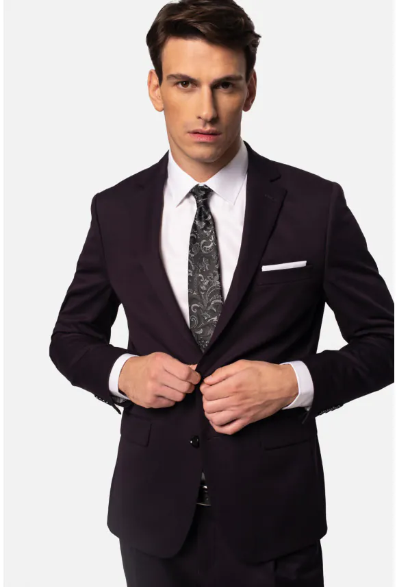 MARYNARKA PIRULO FIOLETOWA SLIM FIT JEDNORZĘDOWA