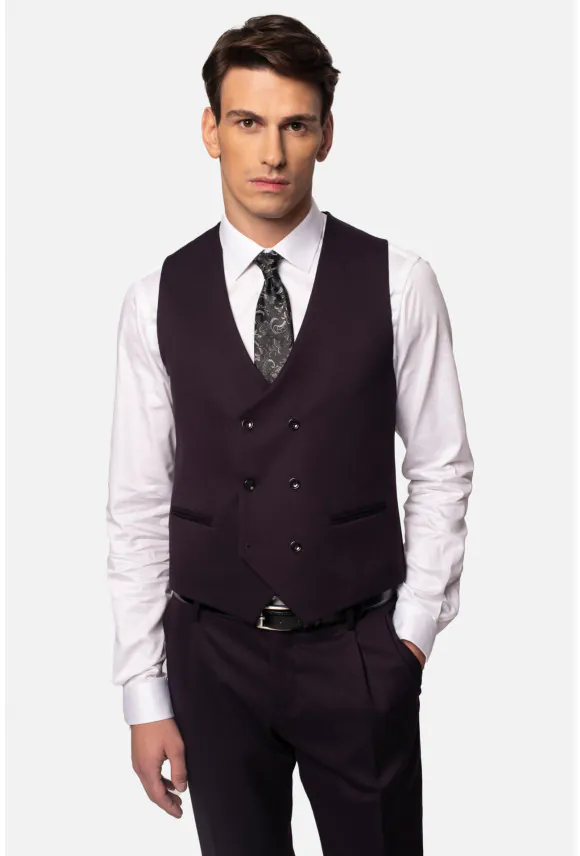 KAMIZELKA PIRULO SLIM FIT FIOLETOWA DWURZĘDOWA