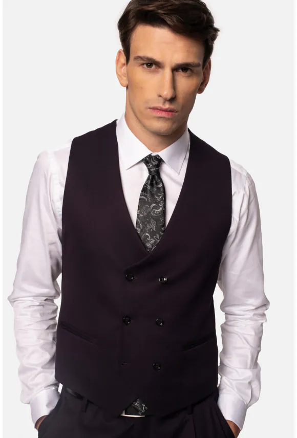 KAMIZELKA PIRULO SLIM FIT FIOLETOWA DWURZĘDOWA