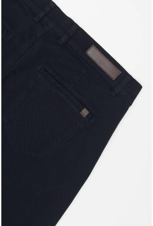SPODNIE CASUAL DIDION 156 GRANATOWE Z BAWEŁNY TYPU JERSEY