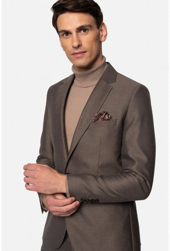 MARYNARKA ERLEN BRĄZOWA SLIM FIT JEDNORZĘDOWA
