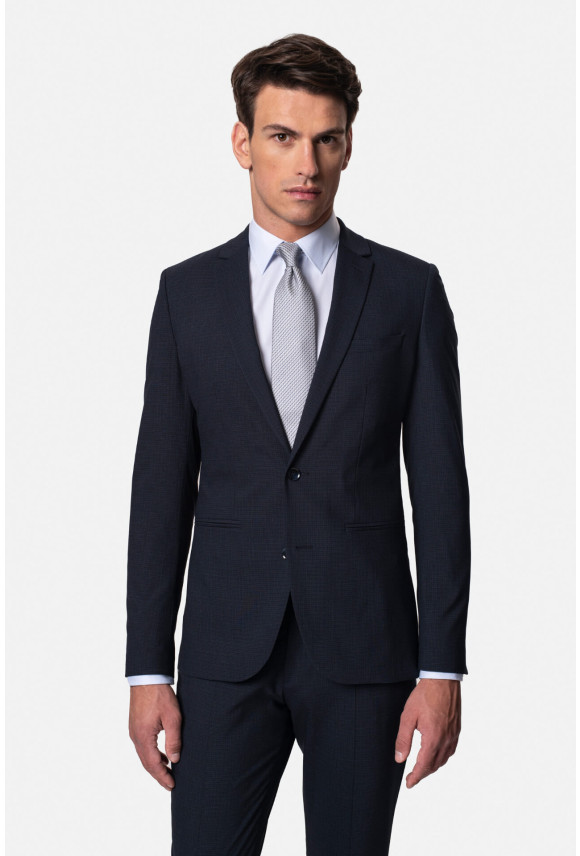 MARYNARKA WALD GRANATOWA SUPER SLIM FIT JEDNORZĘDOWA Z WEŁNĄ