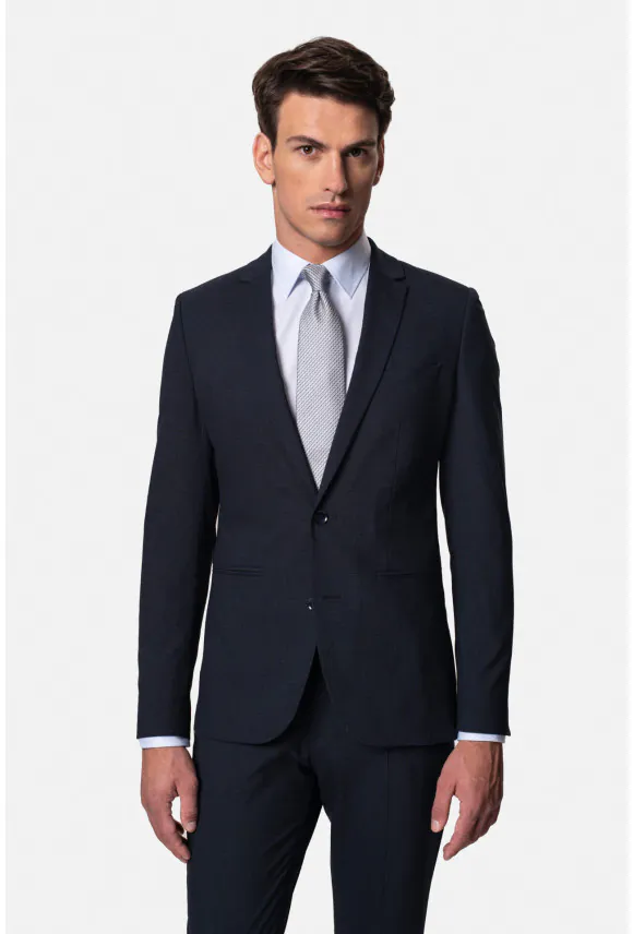 MARYNARKA WALD GRANATOWA SUPER SLIM FIT JEDNORZĘDOWA Z WEŁNĄ