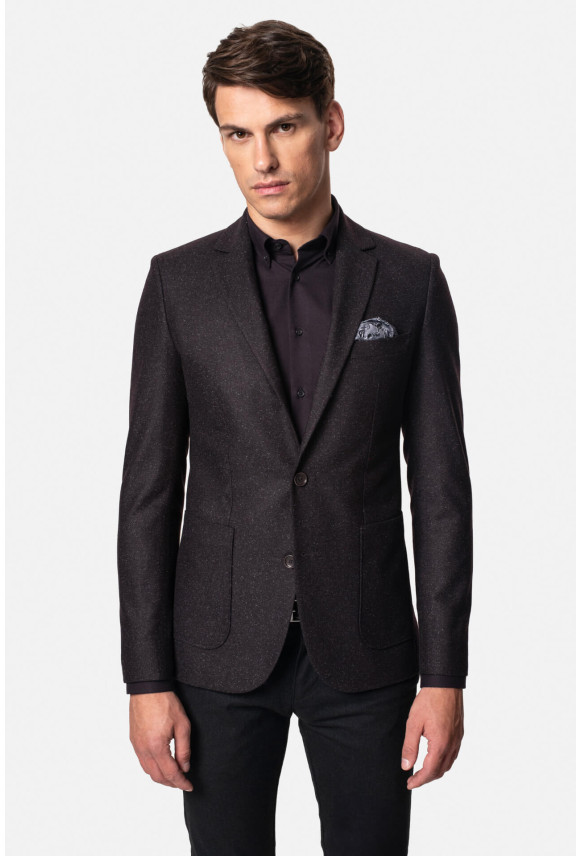 MARYNARKA PERI FIOLETOWA SLIM FIT JEDNORZĘDOWA Z WEŁNĄ