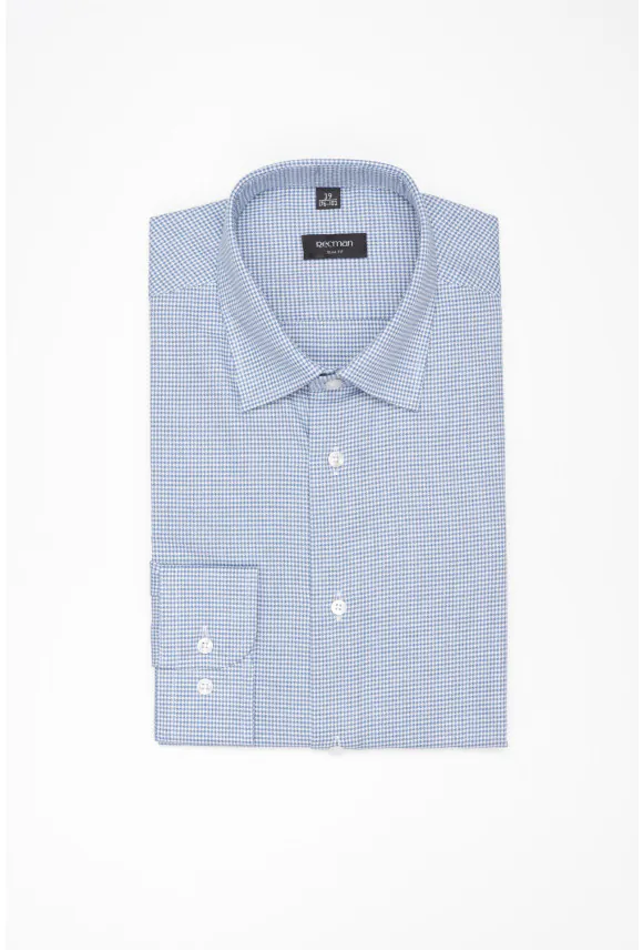 KOSZULA COVIVA 3265T DŁUGI RĘKAW SLIM FIT NIEBIESKA Z BAWEŁNY
