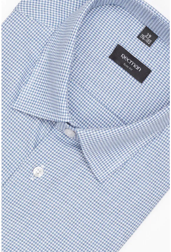 KOSZULA COVIVA 3265T DŁUGI RĘKAW SLIM FIT NIEBIESKA Z BAWEŁNY