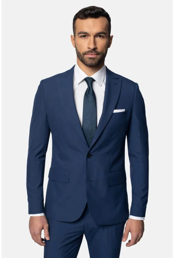 MARYNARKA FERIA NIEBIESKA SLIM FIT JEDNORZĘDOWA