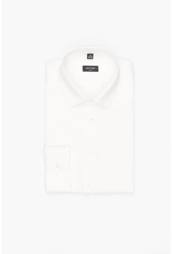 KOSZULA VERSONE 3185 DŁUGI RĘKAW SLIM FIT ECRU Z BAWEŁNY