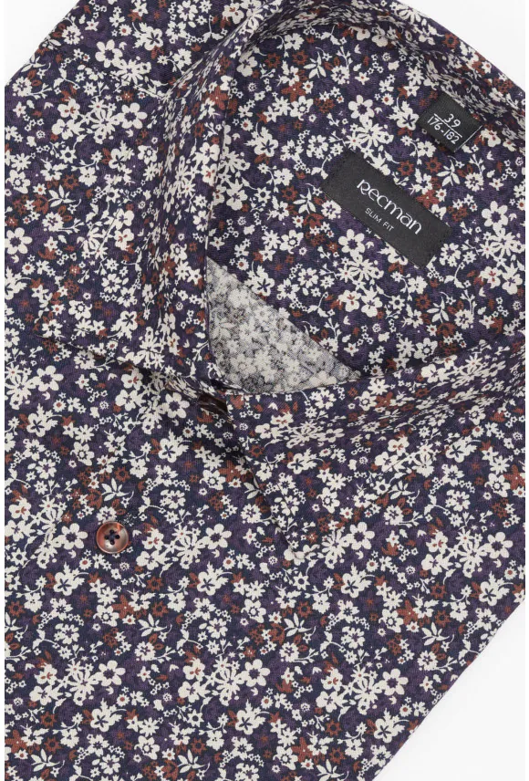 KOSZULA COLINE 3272T DŁUGI RĘKAW SLIM FIT FIOLETOWA Z BAWEŁNY