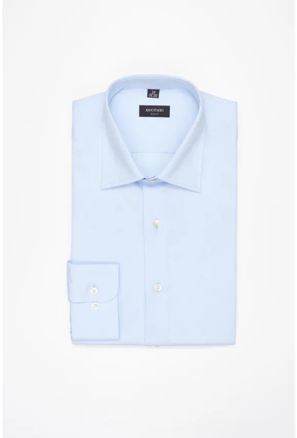 KOSZULA CORSINI 3275E DŁUGI RĘKAW SLIM FIT BŁĘKITNA Z BAWEŁNY
