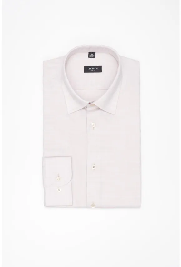 KOSZULA CORSINI 3278T DŁUGI RĘKAW SLIM FIT BEŻOWA Z WISKOZĄ