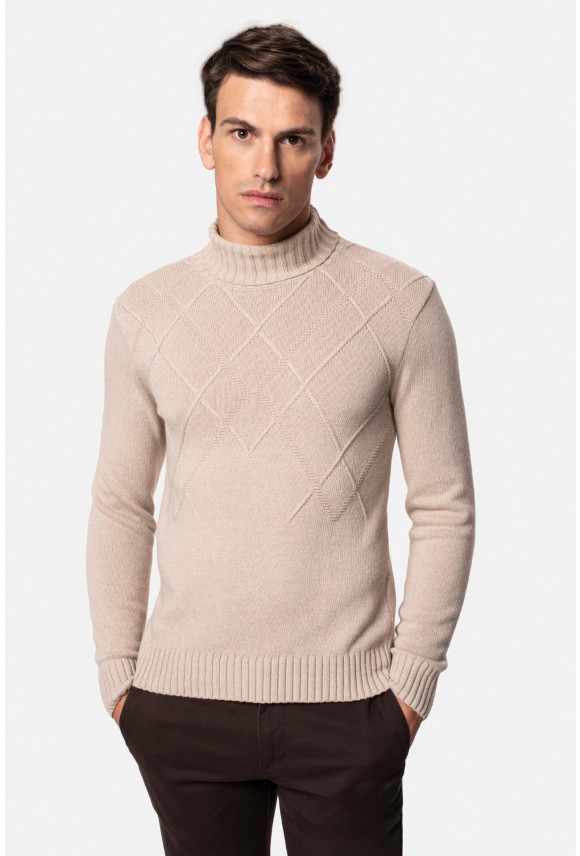 SWETER CAPRI GOLF BEŻOWY Z WEŁNĄ
