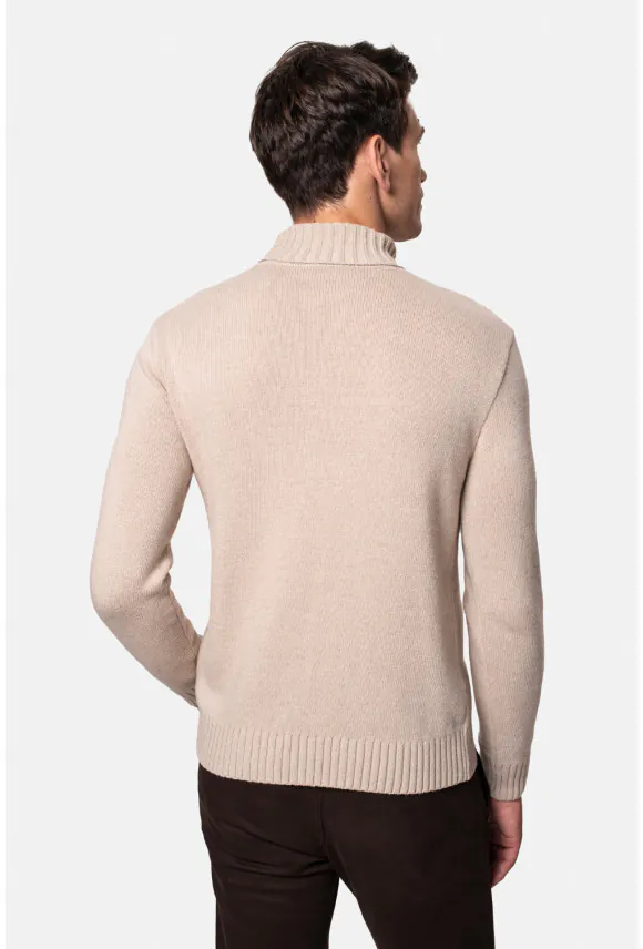 SWETER CAPRI GOLF BEŻOWY Z WEŁNĄ
