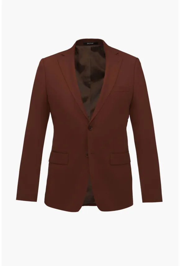 MARYNARKA ANKONA BRĄZOWA SLIM FIT JEDNORZĘDOWA