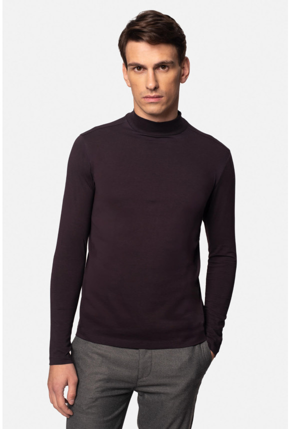 BLUZA ALDEA P&Oacute;ŁGOLF FIOLETOWA Z BAWEŁNY